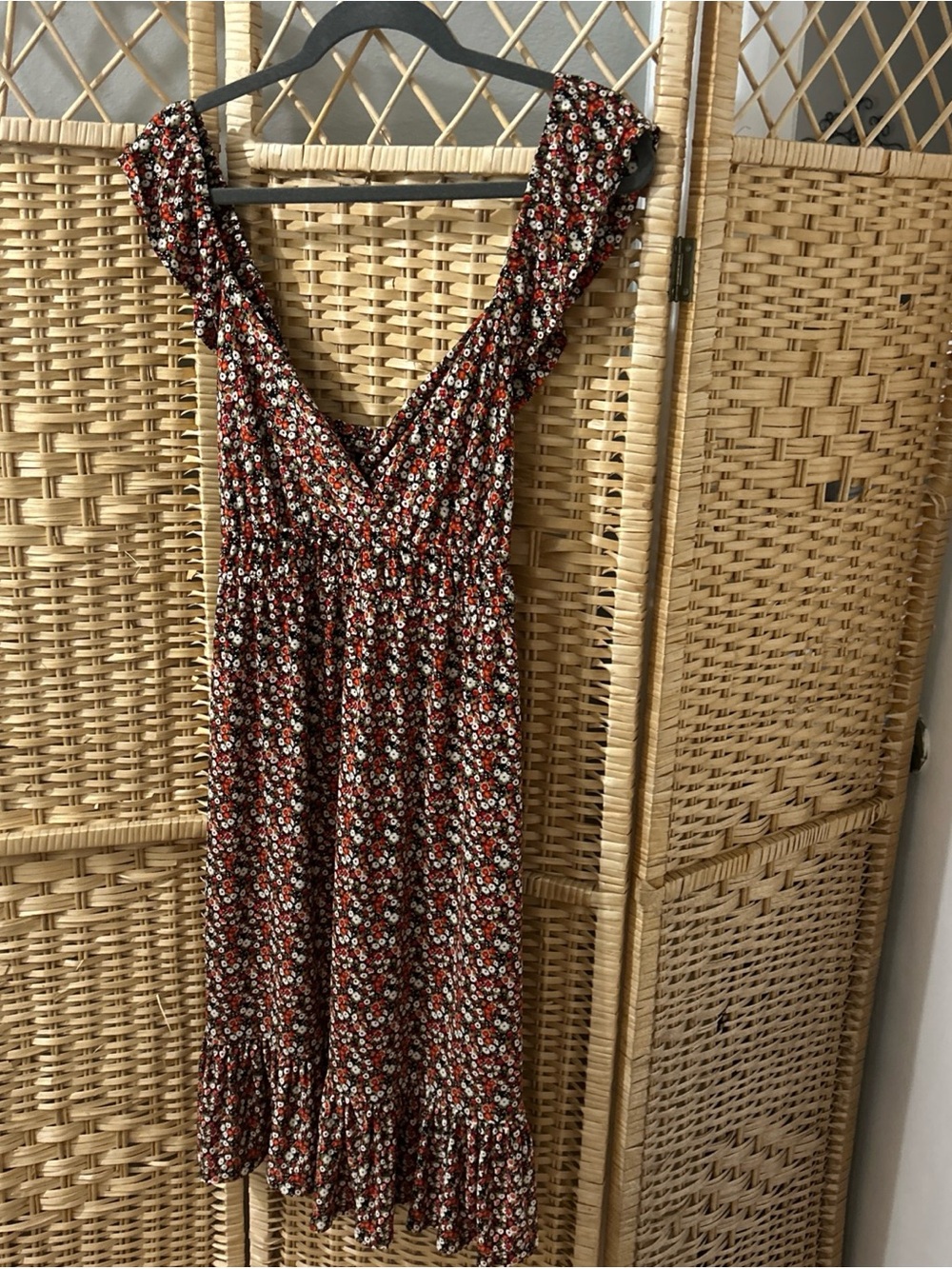 Allen B Ladies Summer Ruffle Trim Floral Dress Size XS